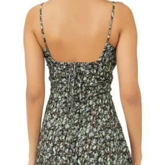 🎉HP🎉 Free People Jamie Black, Green, Pink Floral Strappy Mini Dress Sz M - NWT - Picture 2 of 11